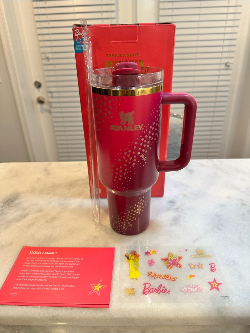 Stanley Barbie Collaboration Pink Star Limited Edition 40oz Tumbler with Straw